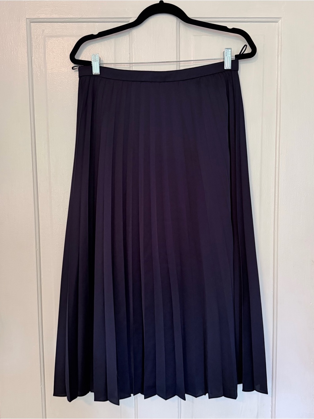 J. Crew Navy Pleated A-Line Midi Skirt